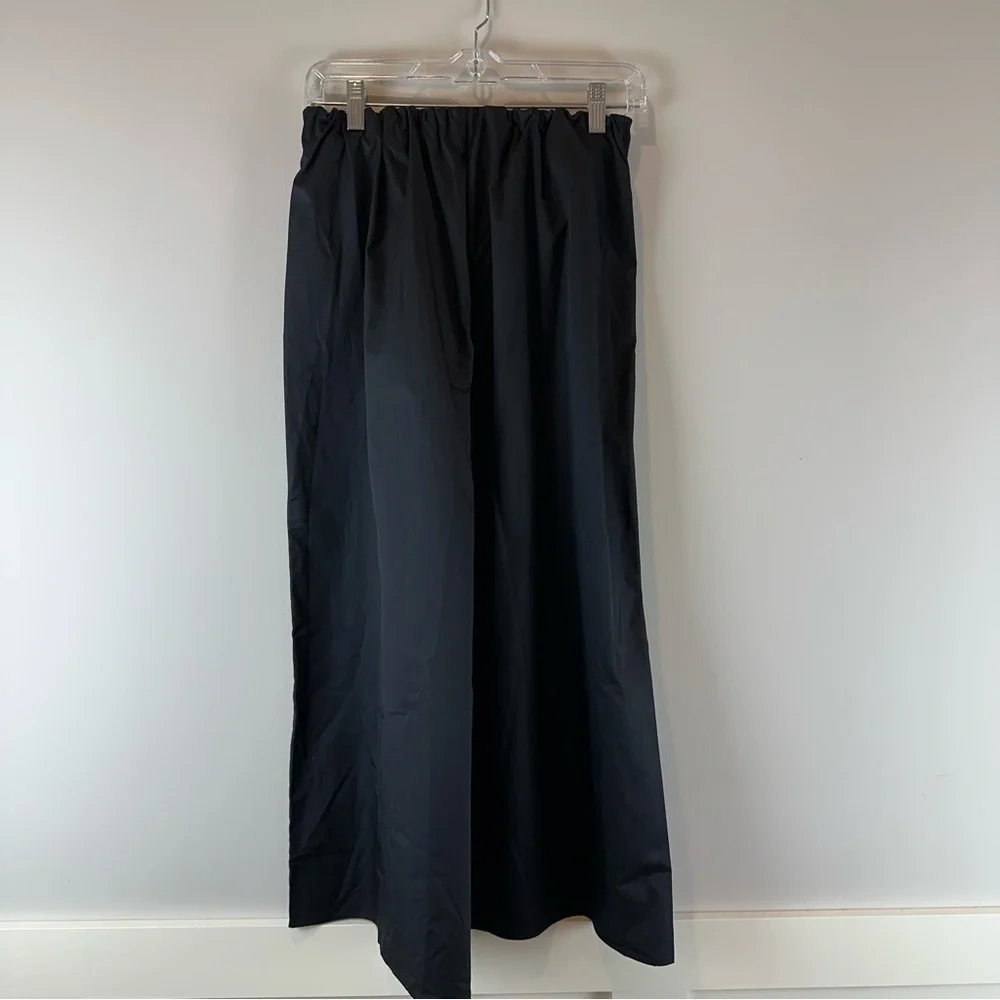 NEW Zara Black Wide Leg 100% Cotton Career Minimalist Cropped Pants Size XS